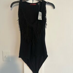 BKEred Black Fringe Bodysuit